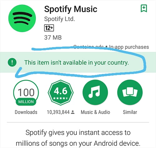 Google Playstore app not available in country