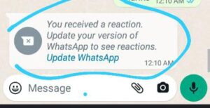 WhatsApp Reactions error message 