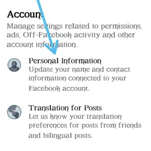 Facebook personal information 
