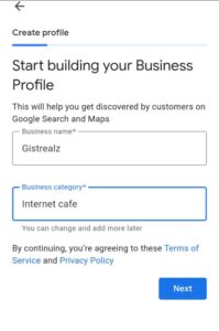 Business profile on google 
