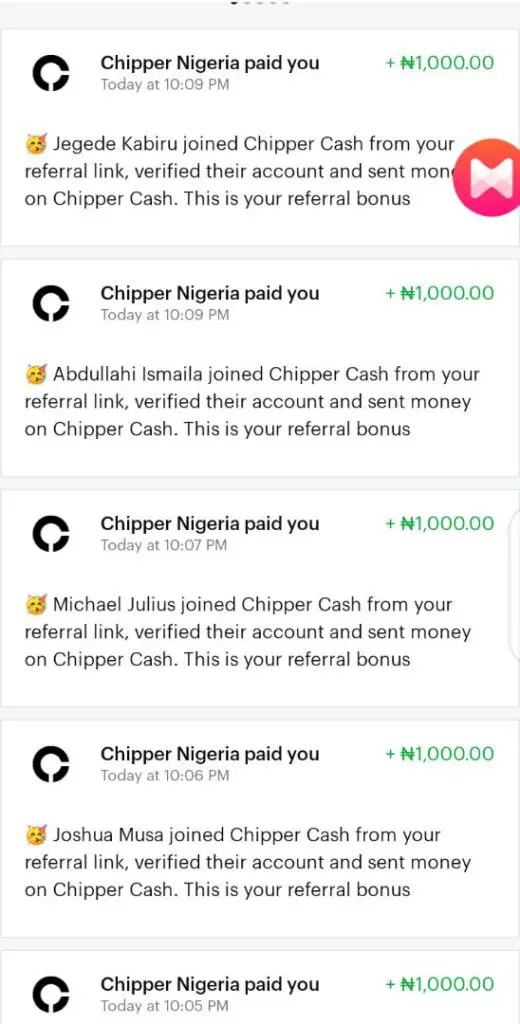 Chipper free 1,000 Naira bonus