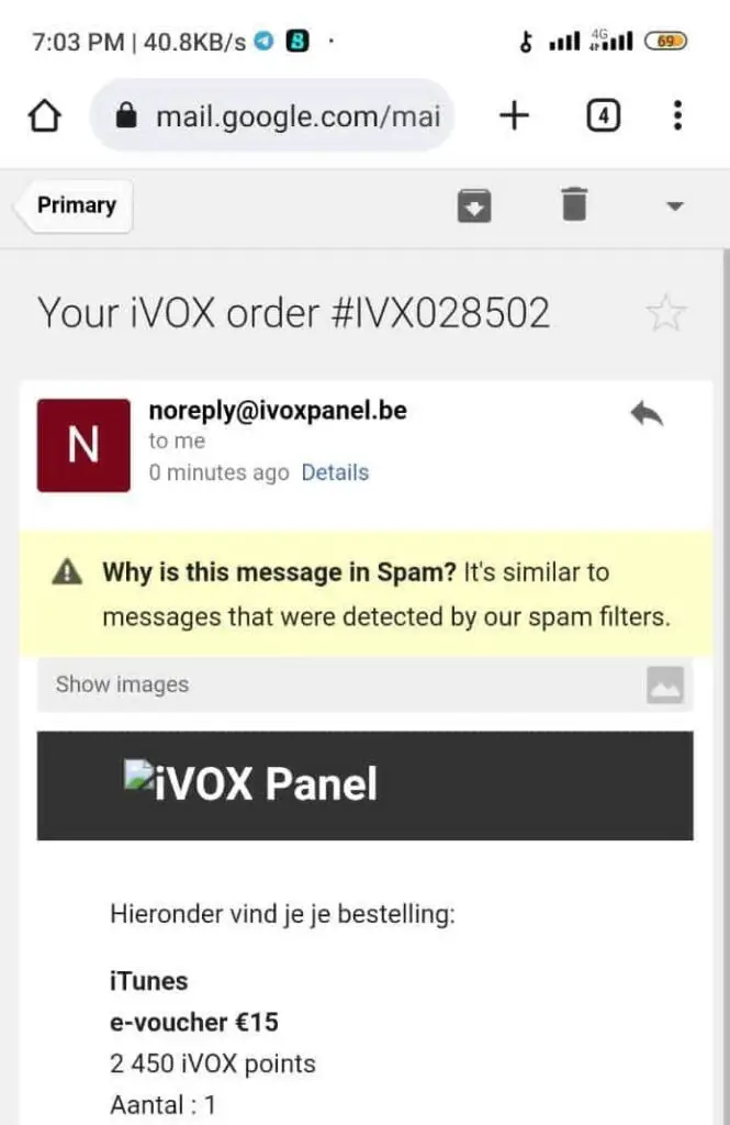 IVoX panel payment proof