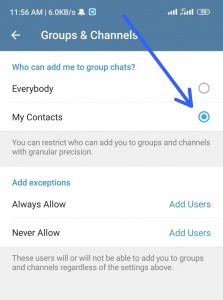 Telegram privacy settings 