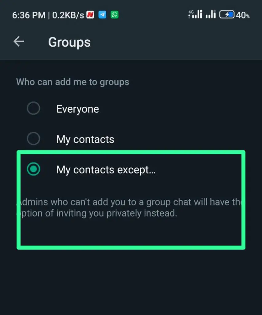 WhatsApp group permission