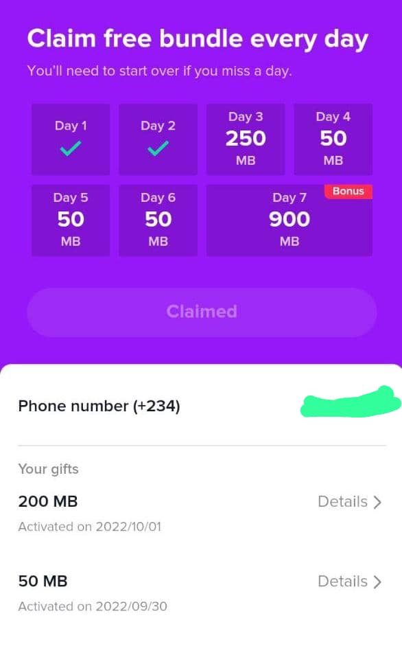MTN free data from Tiktok Lite app