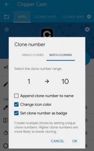 Single clone or batch cloning on App Cloner mod pro 