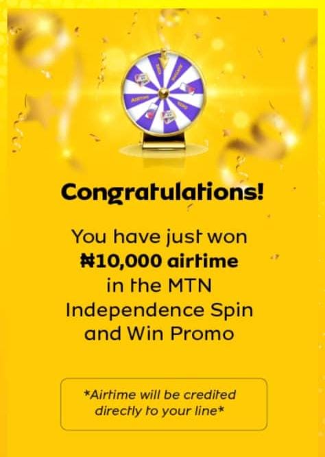 MTN spin and win free airtime
