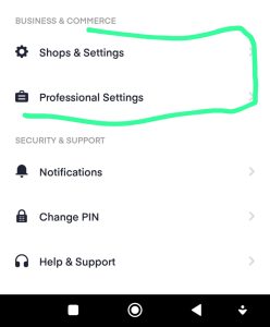 Business settings on pocket app 
