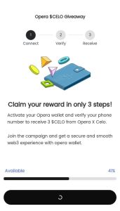 How to get free $Celo from Opera mini