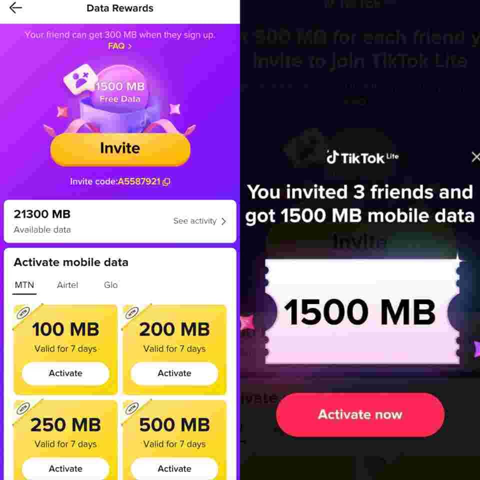 How to get unlimited data from TikTok lite app by self referring