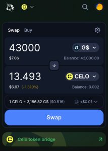 Swapping from Gooddollar Token to Celo on Bitkeep 