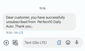 How to unsubscribe from Glo perfect 10