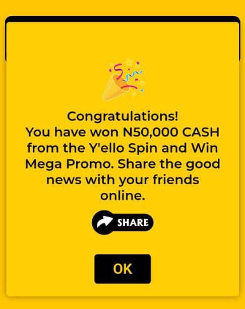 MTN Y'ello Spin and win free cash