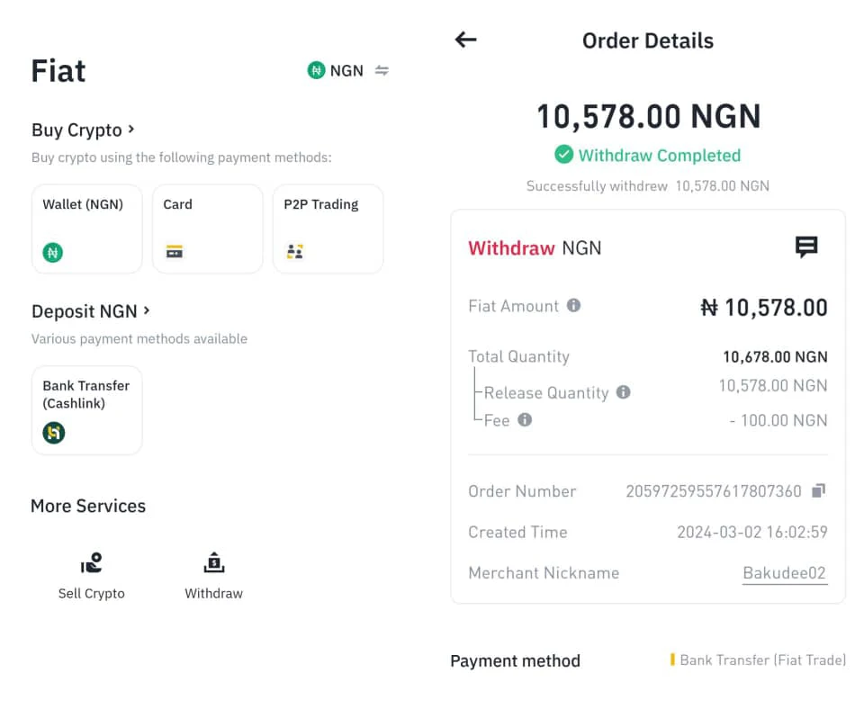 Steps to withdraw naira from Binance